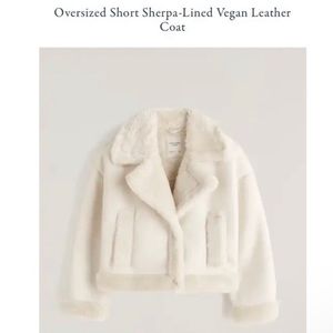 Oversized Short Sherpa-Lined Vegan Leather Coat